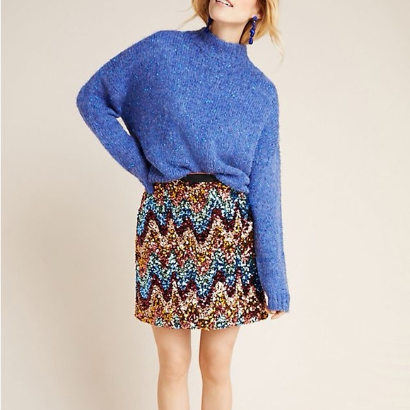 Maeve Dresses & Skirts - NWT Anthropologie MAEVE 6 Skirt Sequin Multicolor Zig Zag Chevron